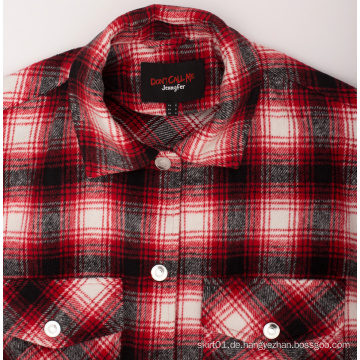 Großhandel Stretch Plaid Flanell Mode Herren Custom Shirt